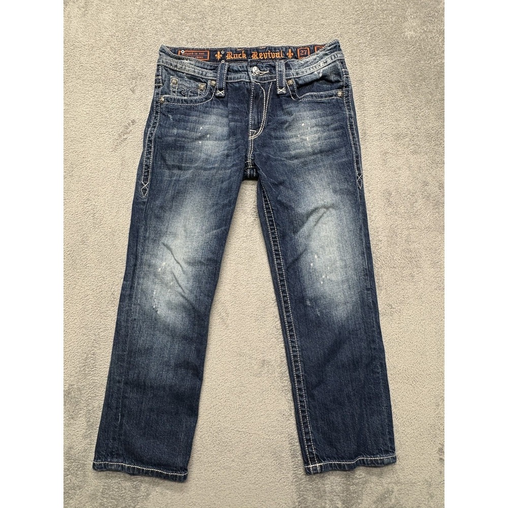 Rock Revival Jeans Womens 27 Blue Emilie Bootcut Distressed Denimโ Mid Rise